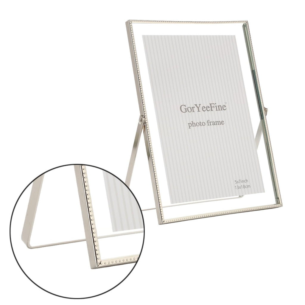 Silver 4x 6'' Double Hinged Floating Frame, For Photo Sizes (2x3'' 3.5x 5'' up to 4x6'' ), Beautiful Metal Lace Edge