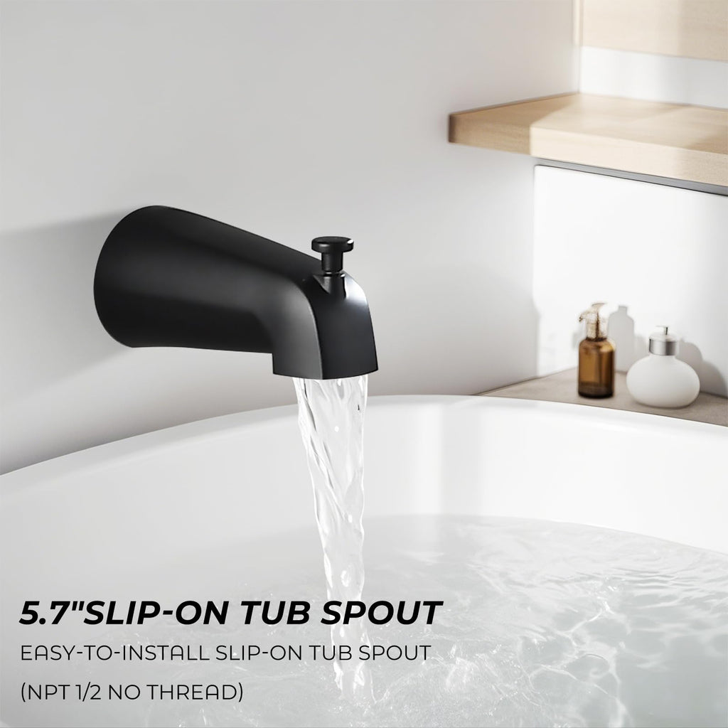 8" Square Rainfall Shower Faucet Set with Tub Spout, Matte Black