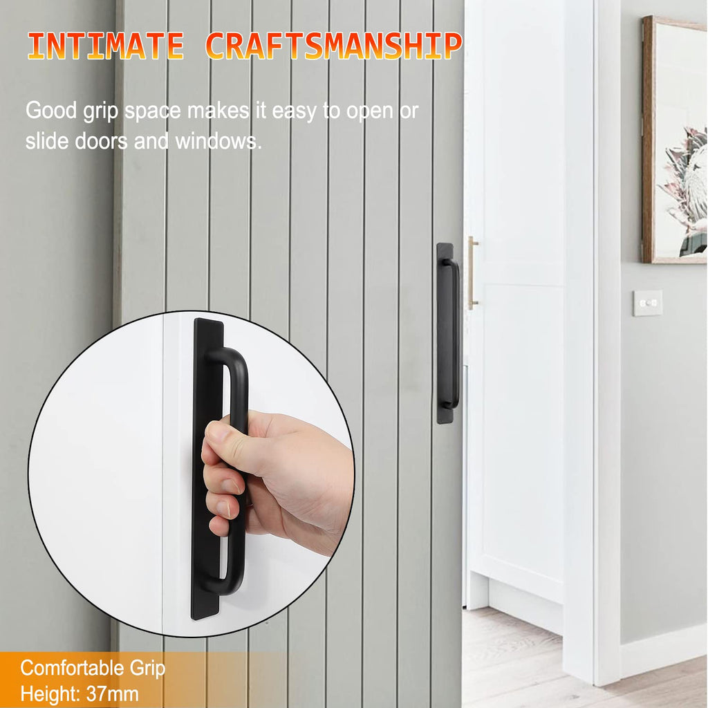 2pcs Aluminum Alloy Self-Stick Push Pull Handles for Cabinet Door Window Drawer (8.35", Black)