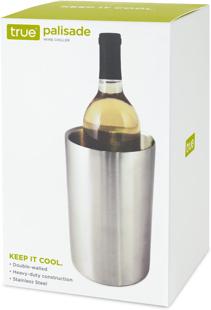 Cellar Wine Chiller, Double Walled Stainless Steel Bottle Chiller, No Ice Needed, Fits Standard Bottles, Silver, Set