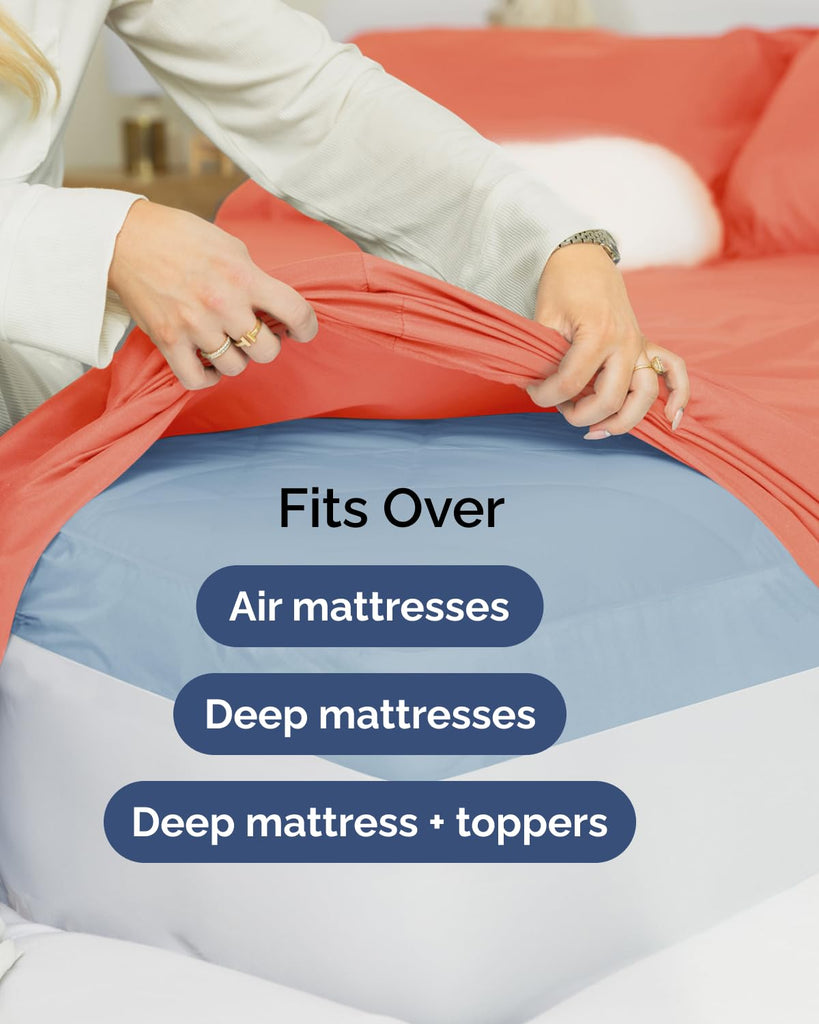 CGK Extra Deep Flex Top Split Head King 6pc Cooling Sheet Set - Coral