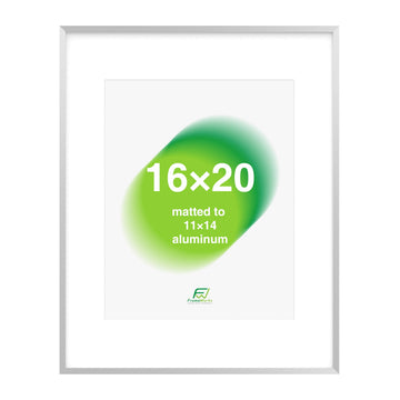 16x20 Matted to 11x14 Picture Frame - Aluminum Frame w/Tempered Glass, Removable Mat for Photos, Poster, Art, Stylish