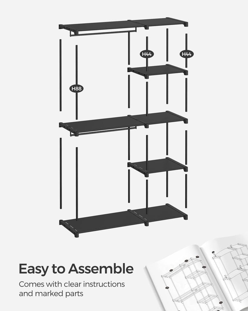Portable Closet, Storage Organizer, 48.8 x 16.9 x 71.7 Inches