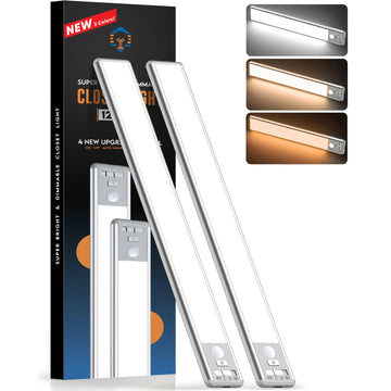 126 LED Under Cabinet Lighting Wireless, 2500mAh Rechargeable Closet Lights Motion Sensored, 3 Color Temps, Dimmable