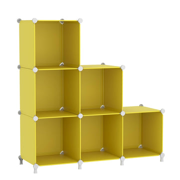 Cube Storage Organizer, 6 Cube Closet Storage Shelves, Yellow