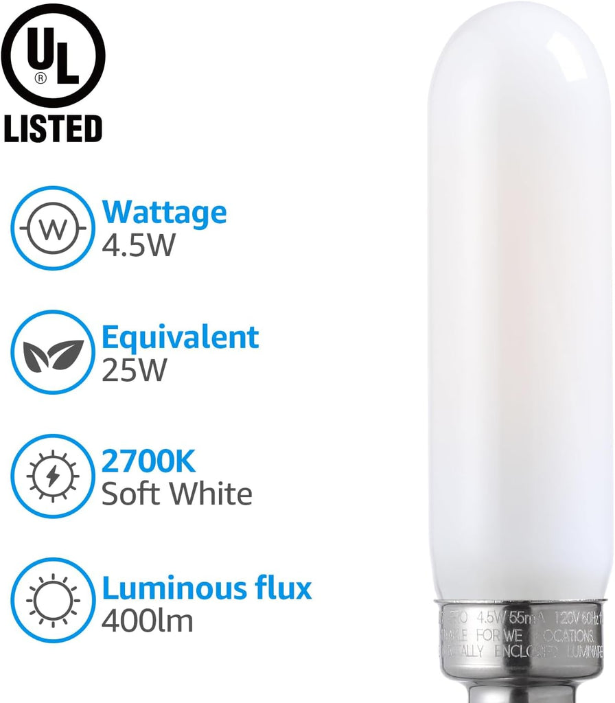 T6 LED Bulb Dimmable Tubular Bulbs Frosted Glass 2700K