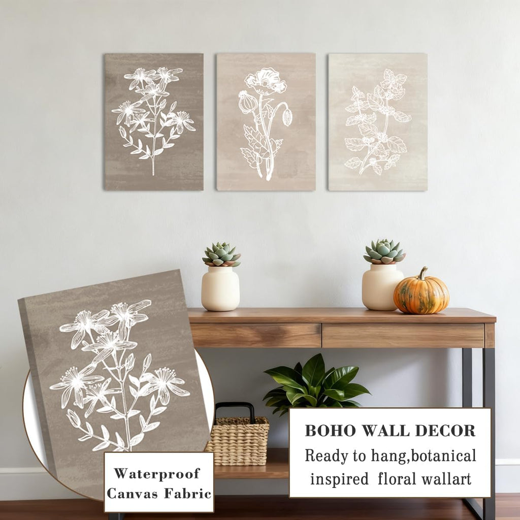Neutral Botanical Plant Canvas 6 Pieces Wall Art Rustic Wall Decor Farmhouse Wall Paintings Botanical Prints Simple