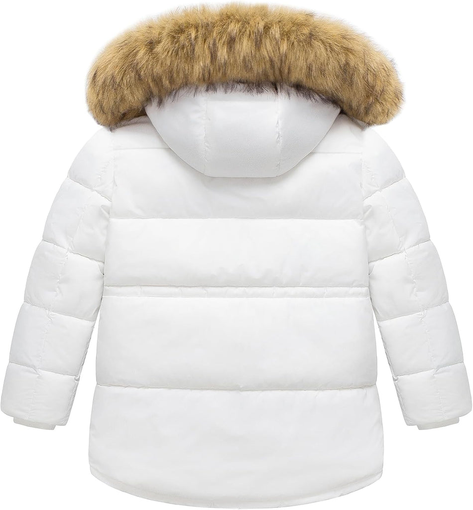 Boy's Winter Coat Waterproof Kids Puffer Jacket Thicken Parka Fleece Lined Bubble Ski Snow Outerwear with Fur Hood
