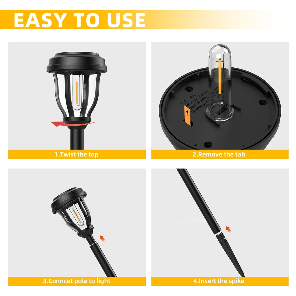 12 Pack Solar Lights Outdoor, Waterproof LED Solar Pathway Lights