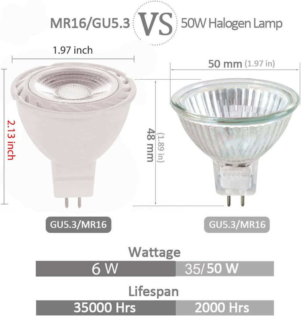 Green MR16 LED Light Bulbs 50W Equivalent Halogen Replacement 6W 12V Bi-pin GU5.3 Outdoor Landscape Yard Lighting