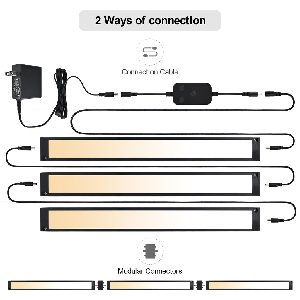 3pack 12inch Dimmable LED Under Cabinet Light Kit, 2700K to 6000K Smart LED Under Counter Lighting Fixture