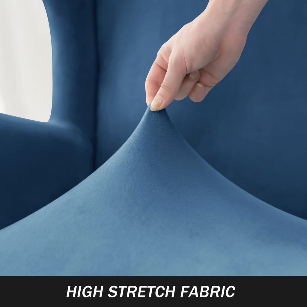 Stretch Wing Chair Slipcovers, 2 Piece Wingback Chair Cover Soft Velvet Armchair Covers with Elastic Bottom Bedroom