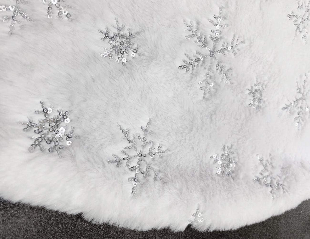 48 Inch Large Christmas Tree Skirt White Tree Skirt Xmas Faux Fur Tree Skirts Christmas Decorations for Holiday Tree