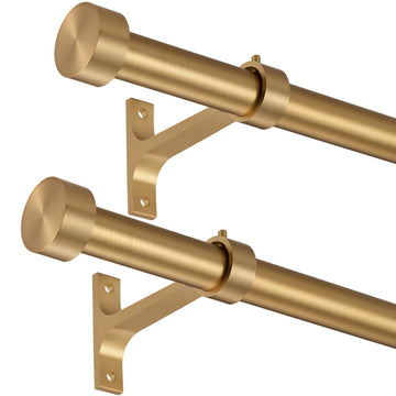 2-Pack Curtain Rod for Windows 16-28", Adjustable Window Curtain Rods with Premium Aluminum End Cap Finials and Full