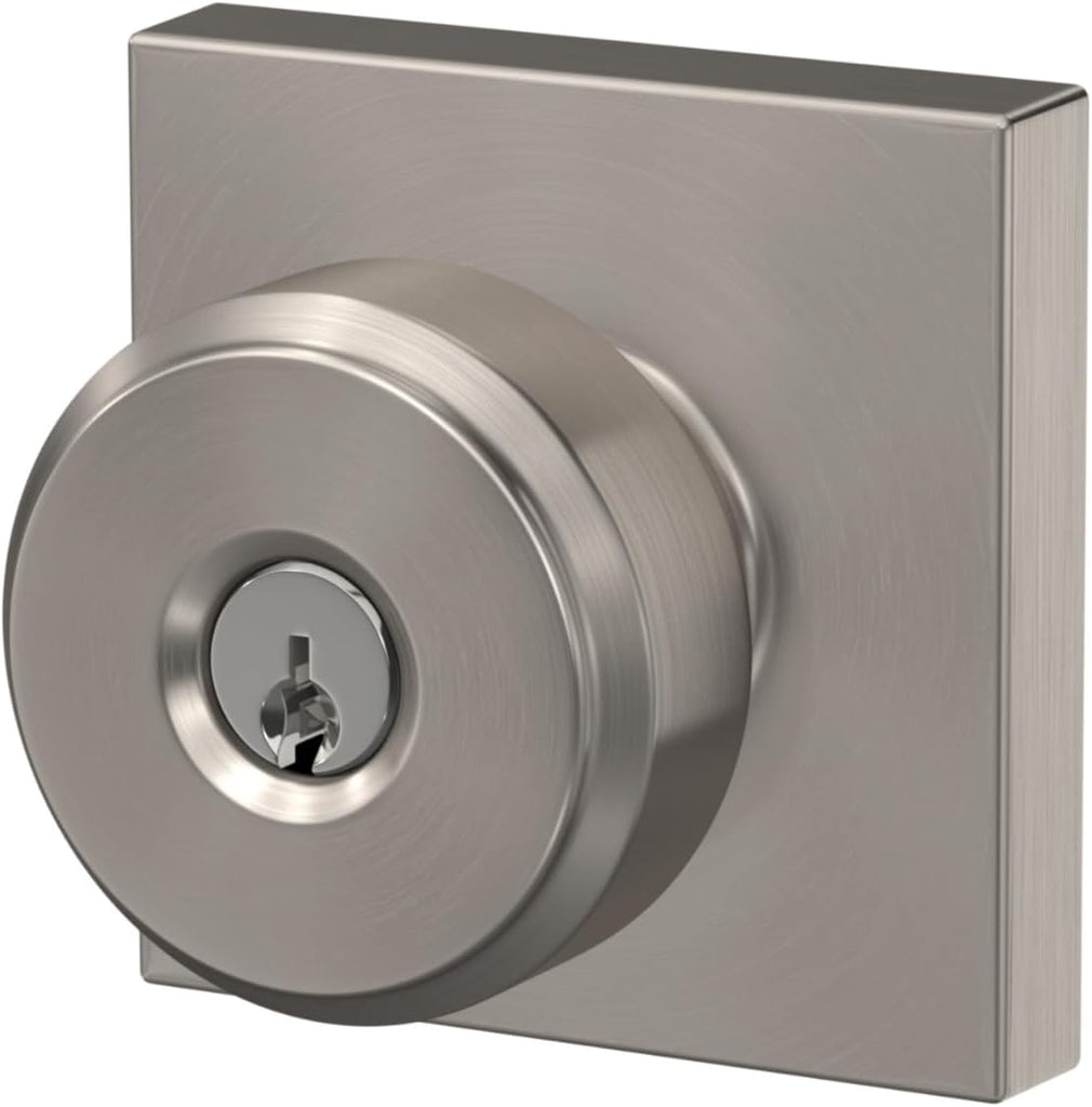 Bowery Keyed Entry Door Knob, Interior/Exterior, Satin Nickel