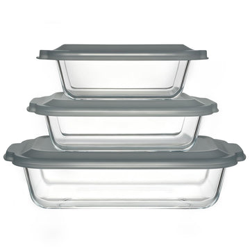 6 Piece Extra Deep Glass Baking Dish with Lids, BPA free