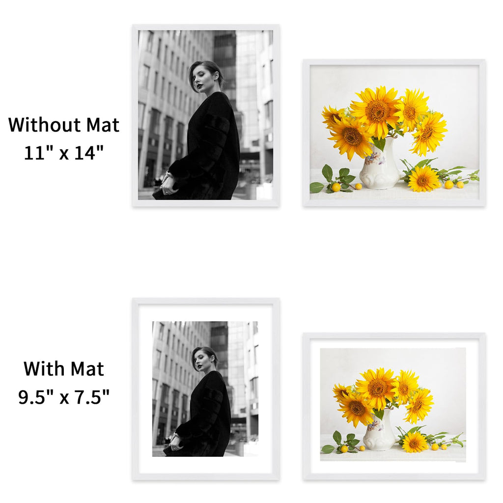 11x14 Solid Oak Wood Picture Frames, White, 3 Pack