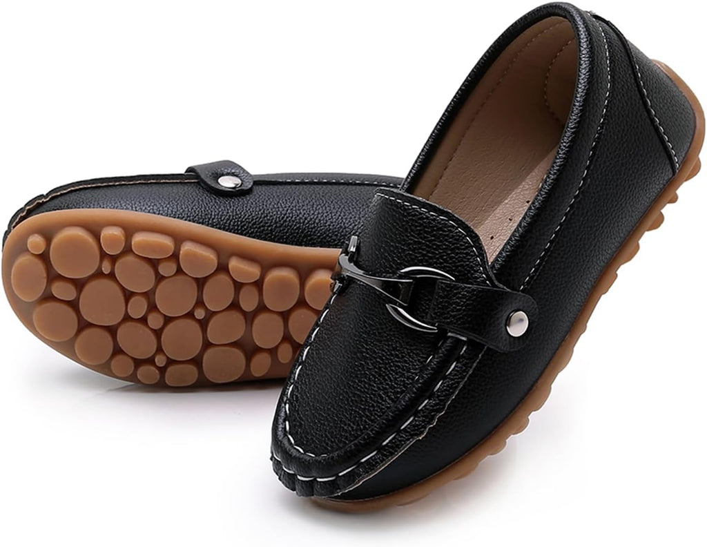 Boys Girls Slip On Loafers Dress Shoes Casual Flat Moccasins