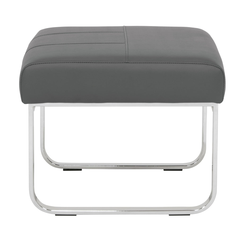 Allure Blended Leather Ottoman in Smoke Gray