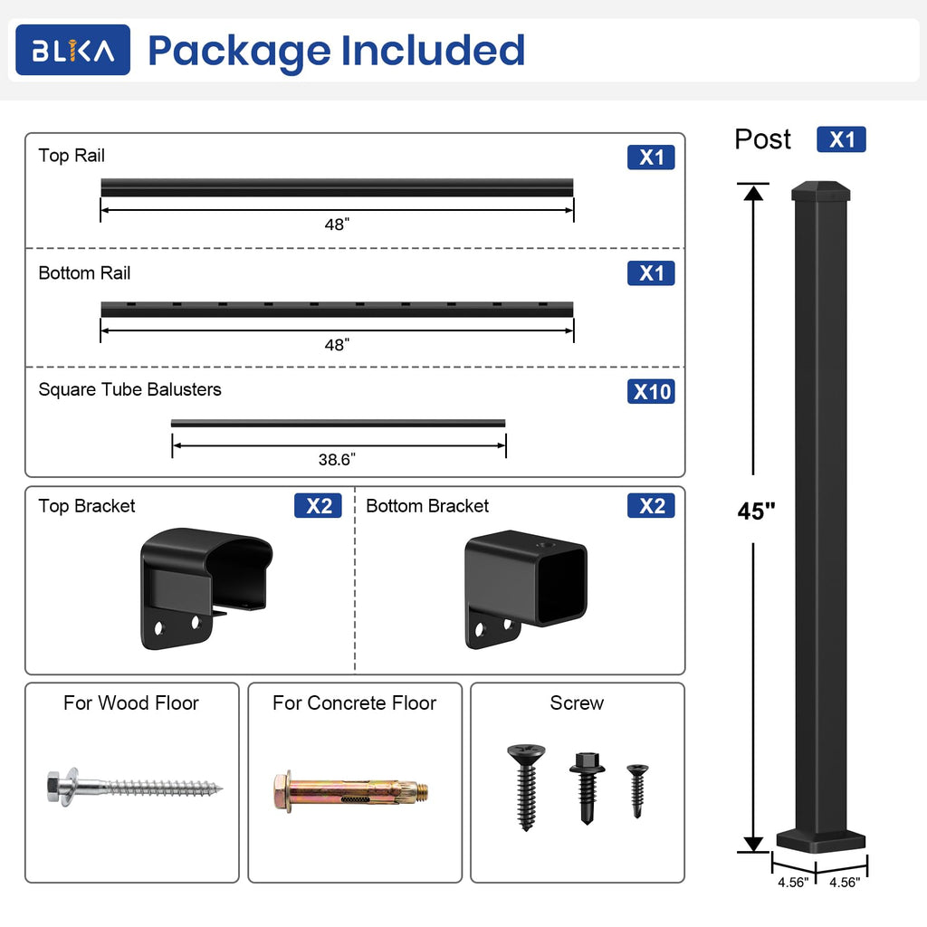 42 in H. x 4 ft W. Aluminum Deck Railing Kit with 45 in Post