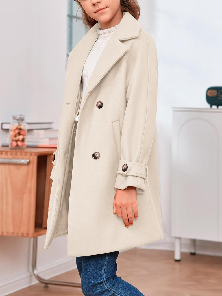 Girls Dress Coats Wool Blend Coat Double Breasted Jacket