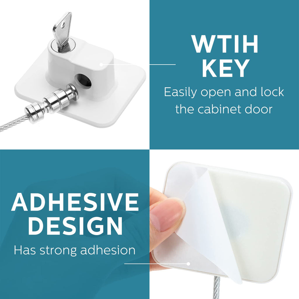 12 Pack Refrigerator Lock, 12 Keys Adhesive Child Safety Lock, White