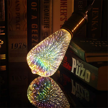 3D Firework LED Bulb, Colorful Vintage Decorative Ambient Light Cafe E27 Silver Plated Glass 4W AC 85 to 265V ST64