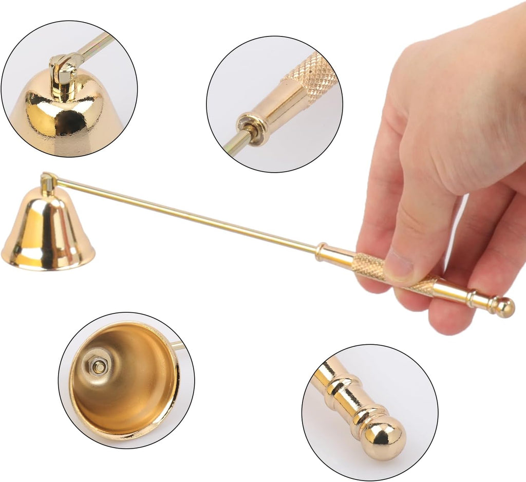 8.3 Inch Gold Candle Snuffer Set, Candle Wick Snuffer Elegant Home Décor Accessory for Scented Candles - Set of 7