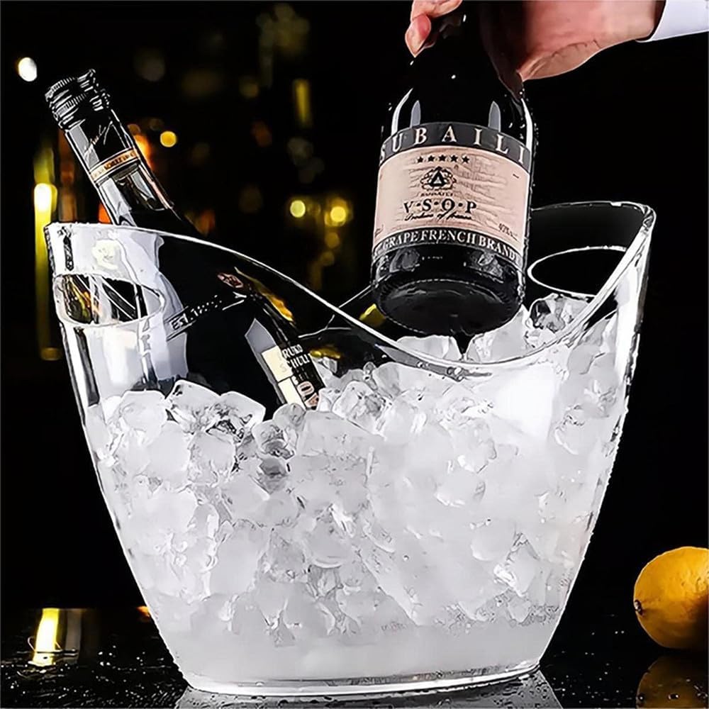 Ice Bucket for Parties 4 Liter Beverage Tub Ice Tub Wine Beer Drink Buckets-Parties Bar Clear Plastic Ice - Set of 2