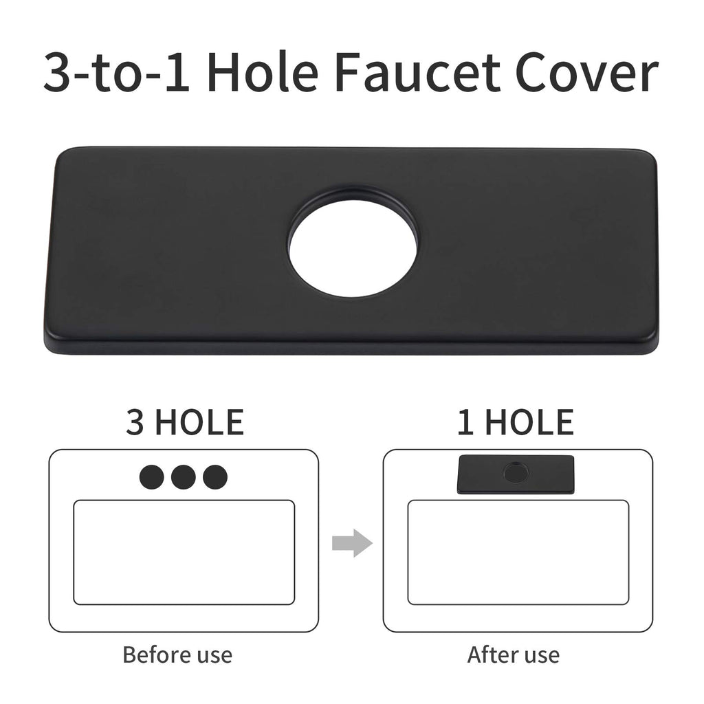 6" Hole Cover Deck Plate Vanity Sink, 3-to-1 Bathroom Faucet Escutcheon Plate, Rectangle, Stainless Steel (Matte