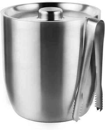 3L Double-Wall Vacuum Insulated Ice Bucket with Lid & Tong Stainless Steel Champagne Buckets for Cocktail Bar