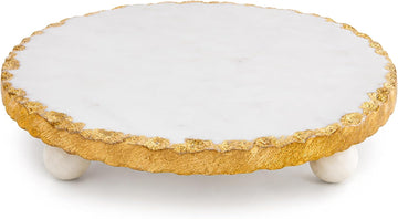 Marble Trivet, 1 1/4" x 8 1/2" dia, Gold