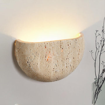 Natural Travertine Wall Sconce, Wabi Sabi Marble Wall Light Fixture