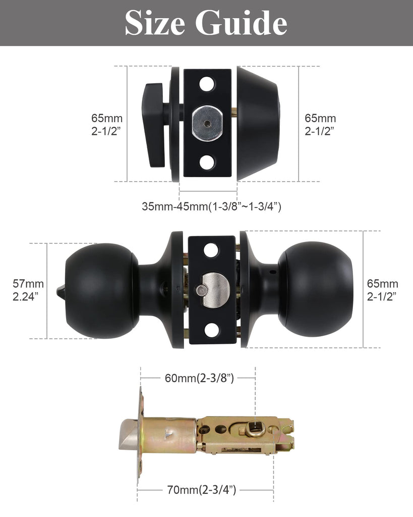 All Keyed Same Entry Knobs&Single Cylinder Deadbolt Combo Set for Exterior Front Doors, Matte Black Finish Entry Door