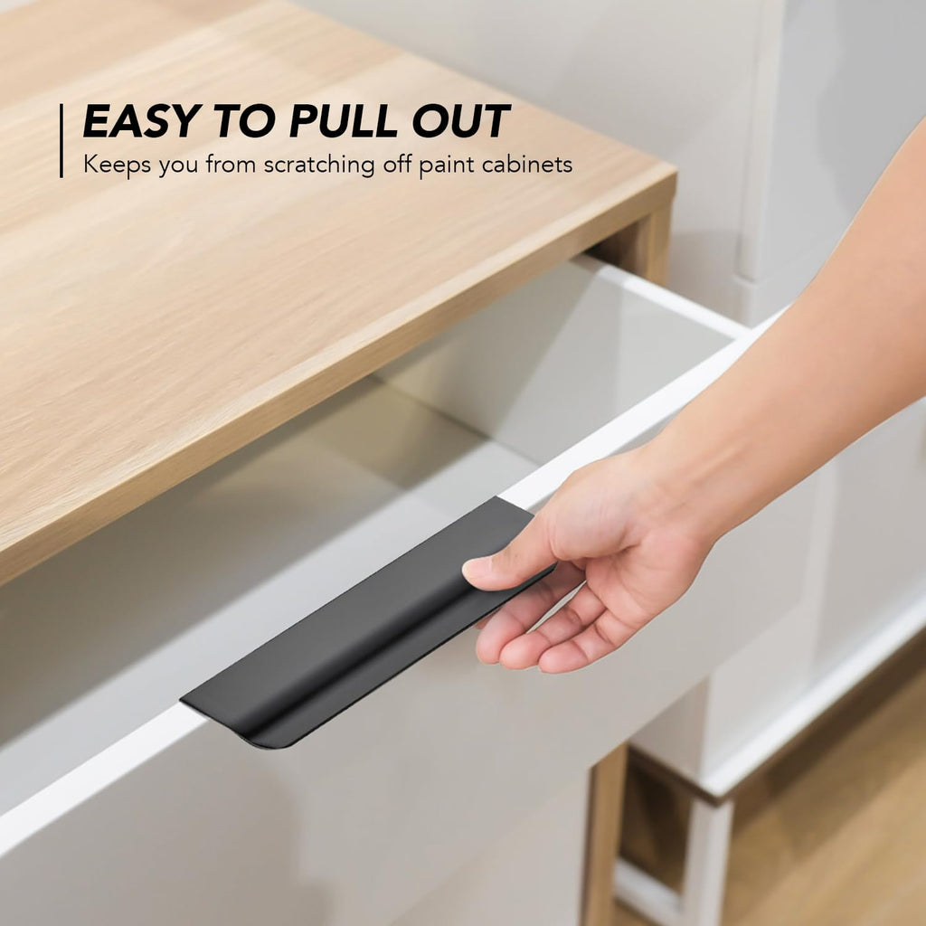 Matte Black Cabinet Handles Finger Edge Pulls 5 Inch CC 30 Pack