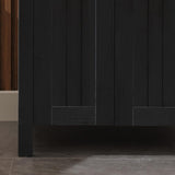 24" Black Modern Bathroom Vanity with Vessel Sink - Grooved Vanity Cabinet Combo