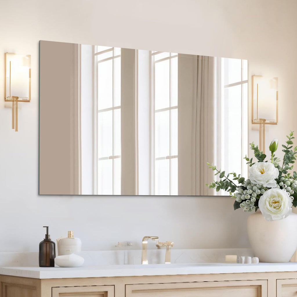 Frameless Wall Mirror 48"x30" Bathroom Vanity Mirror Shatterproof