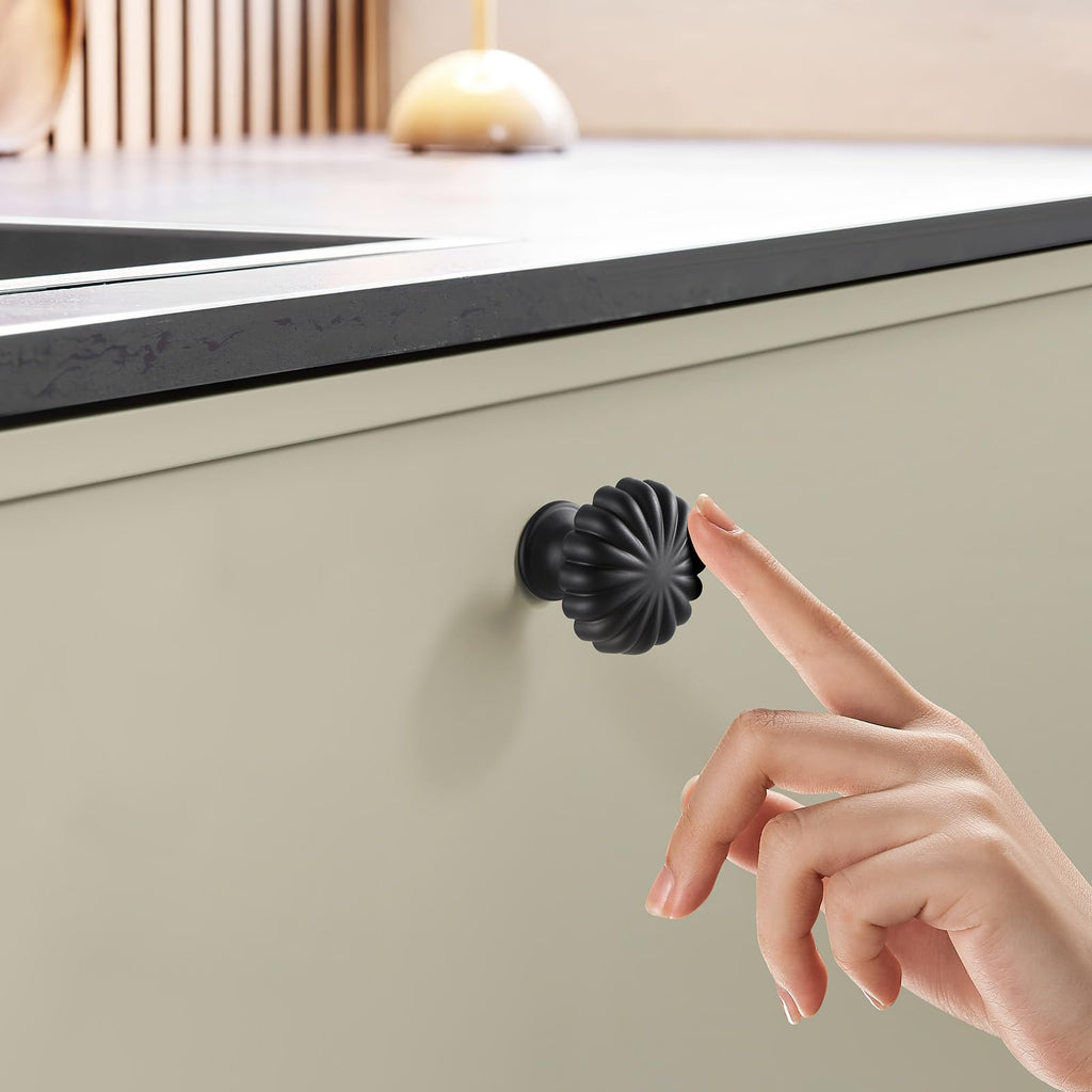 Matte Black Cabinet Knobs,10 Pack Solid Drawer Pulls for Dressers