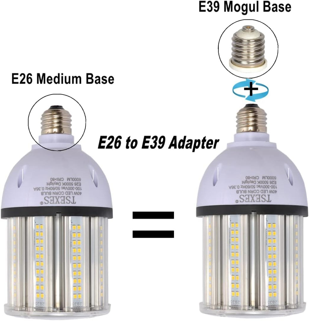 40W LED Corn Bulb,6000LM E26 Base, 5000K Daylight,175-250W HID/HPS Equiv