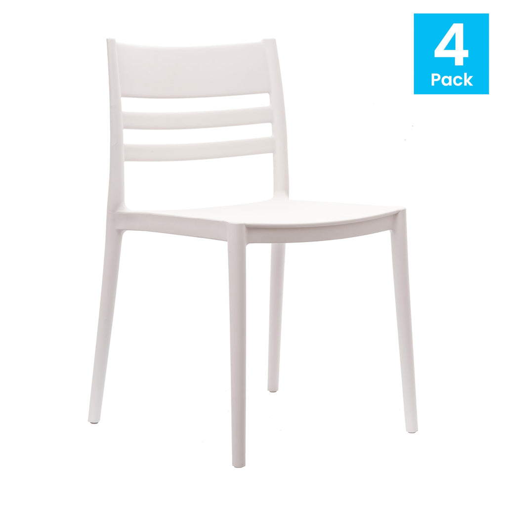 Resin Indoor/Outdoor Stackable Chair, White, 4-Pack