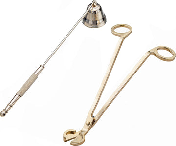 Large Size Candle Wick Trimmer and Candle Snuffer Set with Long Handle,Polished Stainless Steel Wick Scissor Cutter