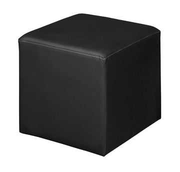 Jean Square Ottoman - 22" Black, Modern Upholstered Pouf, and Office - Stylish Accent Furniture, Soft Vinyl
