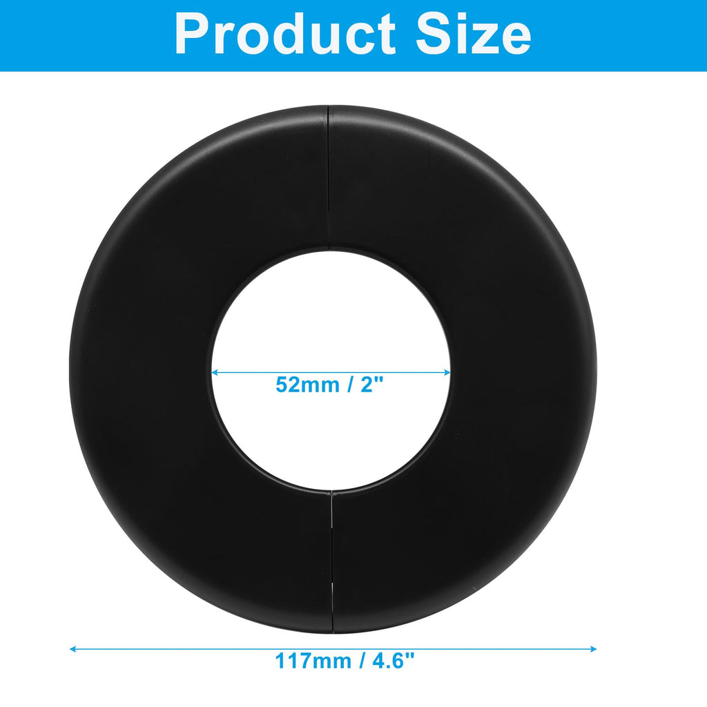 2Pcs 51MM Self-Adhesive Wall Split Flange, Black