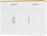 Modern Farmhouse Sideboard Buffet Cabinet with Storage with 3 Doors,42" Barn Doors Buffet Cabinet with Storage