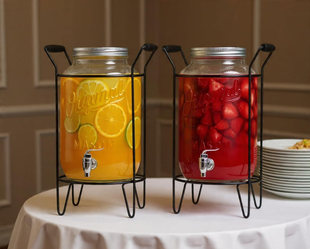 GALLON Drink Dispensers for Parties, Drink Dispensers for Parties, Original Mason Beverage Dispensers - Set of 2
