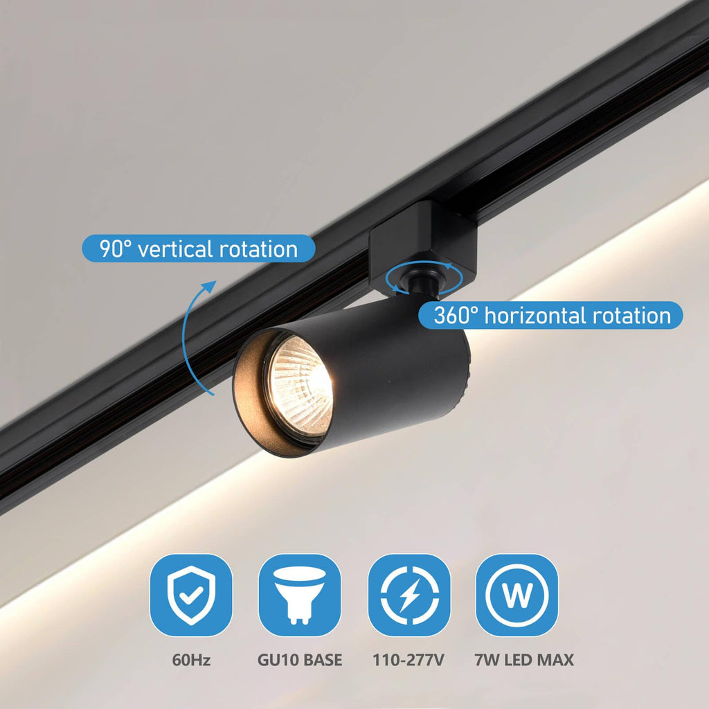 LED Track Lighting Kit with 6.6FT H Track Lighting Rails & Canopy Connector, GU10 Dimmable Track