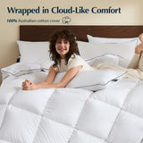Premium Goose Down Fiber Comforter Queen, 420TC 100% Australian Cotton Shell