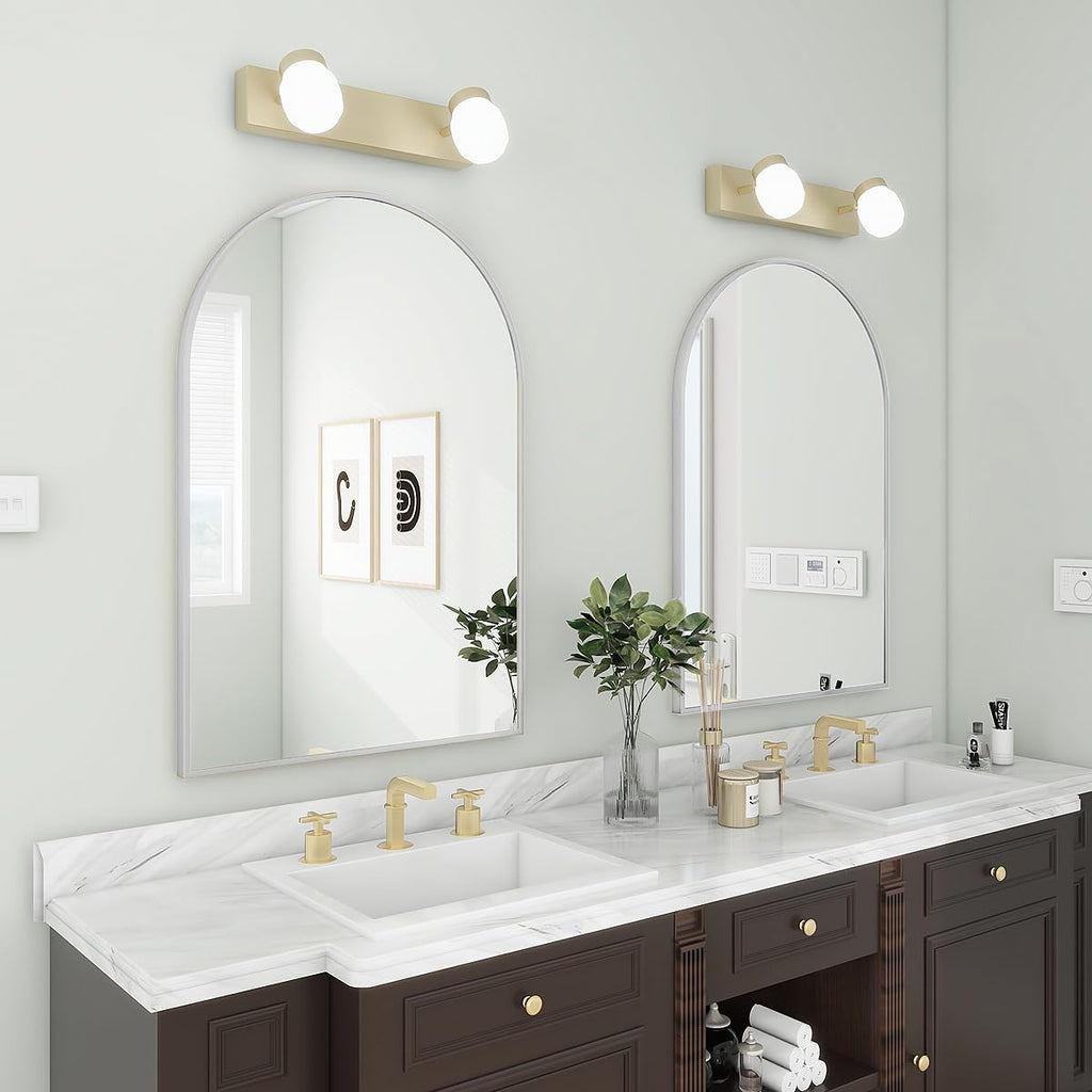 24"x36" Arch Bathroom Wall Mirror, Silver