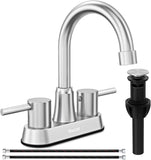 Bathroom Faucets, Bathroom Faucet 3 Hole, Bathroom Sink Faucet, Faucet for Sink 4 Inch 2 Handle Centerset, Lead-Free