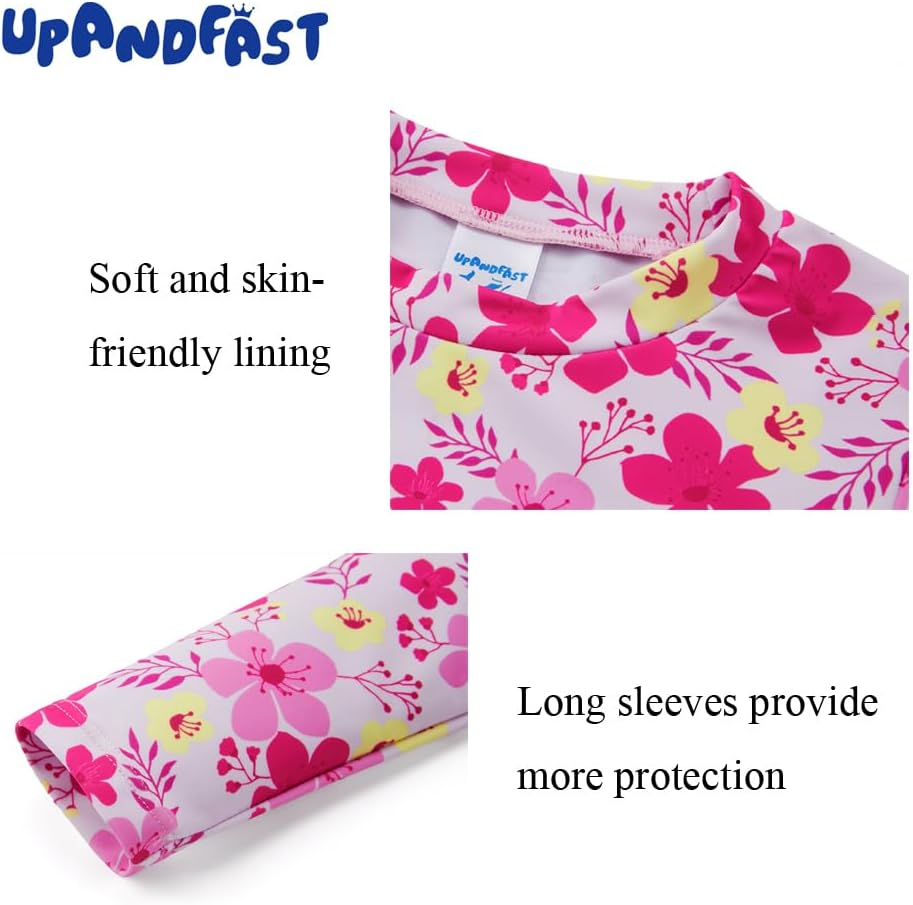 Girls Rash Guard Set Long Sleeve Two Piece Swimsuit with UPF 50+ Sun Protection for Girls